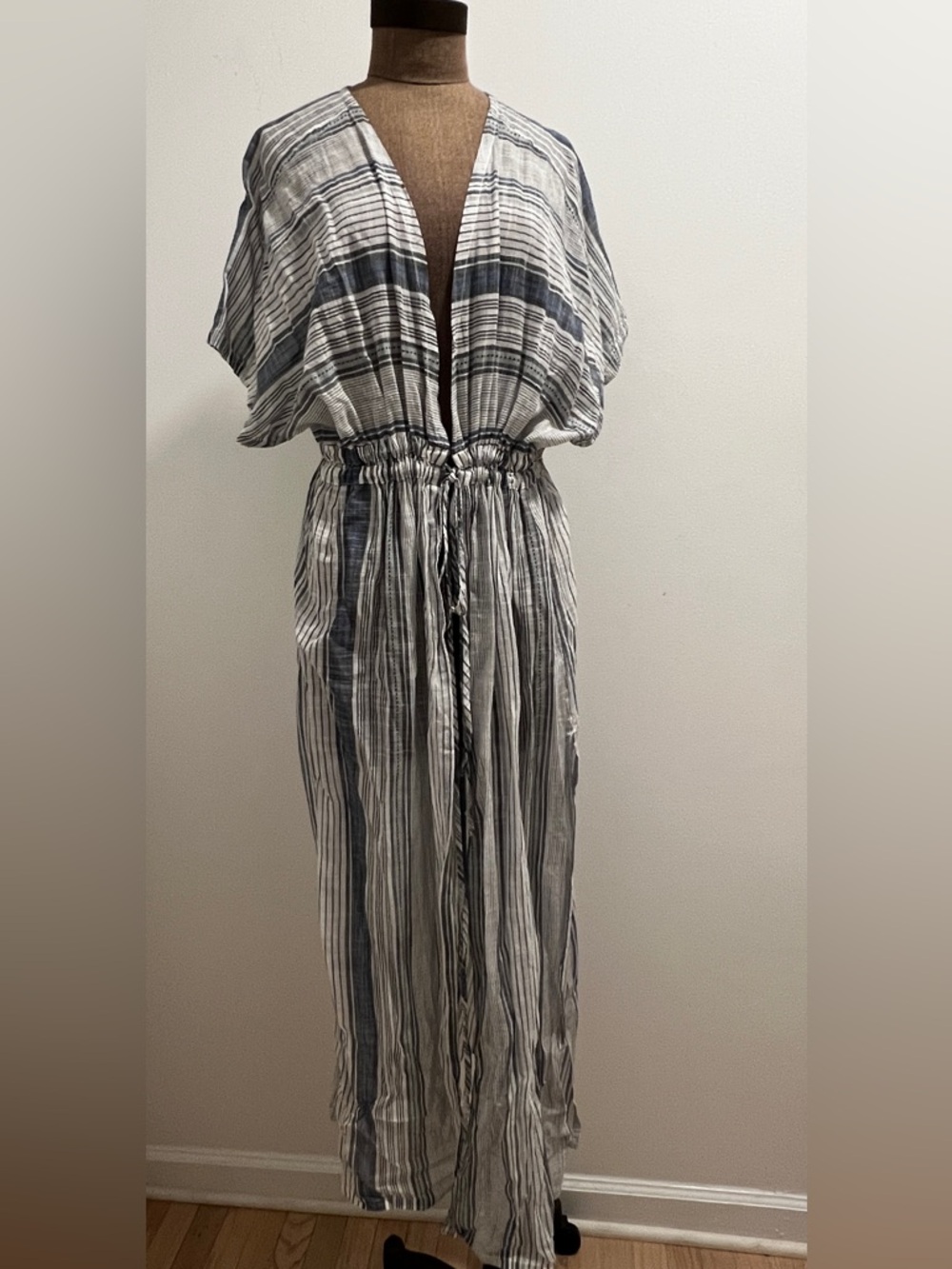 PrAna Cardona Kaftan Swim Cover - L - Blue Stripe